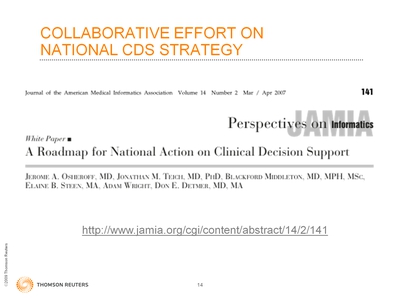 Slide 14.Collaborative Effort on National CDS Strategy
