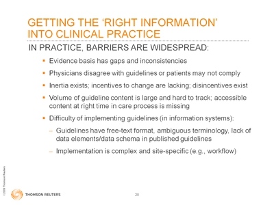 Slide 20. Getting the 'Right Information' Into Clinical Practice