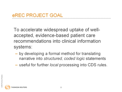 Slide 22. eREC Project Goal