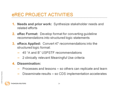 Slide 24. eREC Project Activities