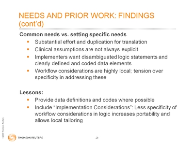 Slide 28. Needs and Prior Work: Findings (cont'd)