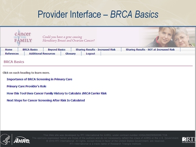 Provider Interface-BRCA Basics