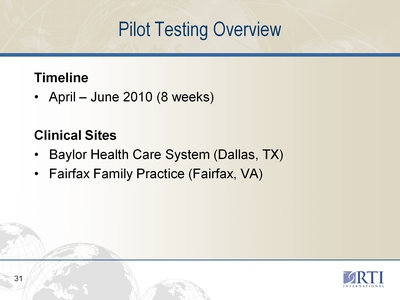 Pilot Testing Overview