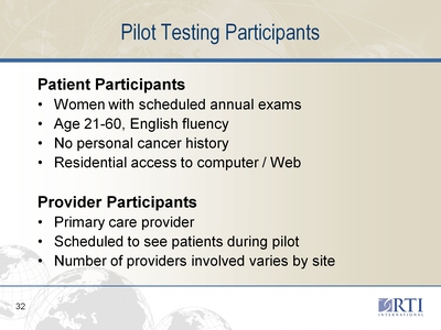 Pilot Testing Participants