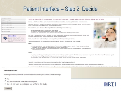 Patient Interface-Step 2: Decide