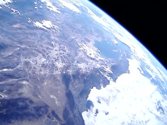 An image of Earth, transmitted from the student-led CatSat mission.