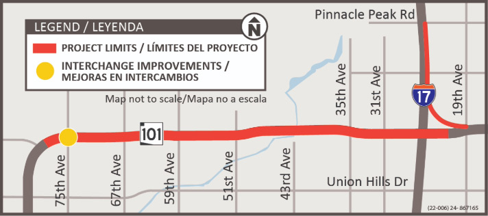 Loop 101 Agua Fria Area Map for Widening Project ADOT (Summer 2024)