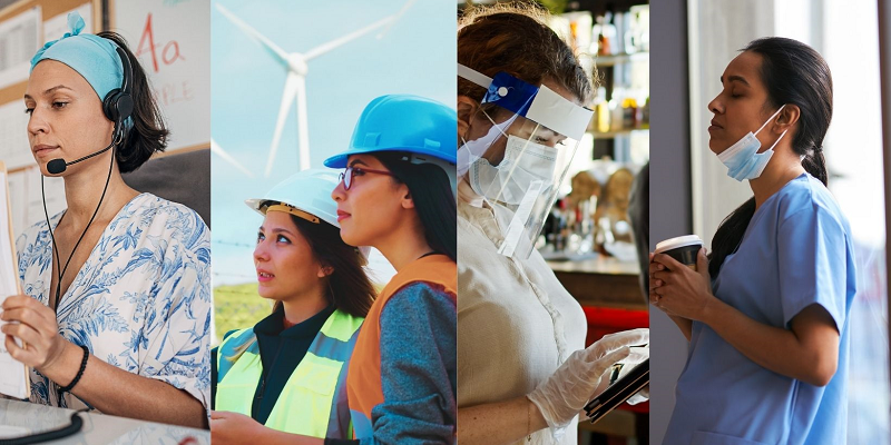 Collage of working women in various occupations