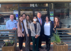 Labor Secretary Marty Walsh met with BPSOS-CCA Executive Director Hang Nguyen (second from right) and other staff.