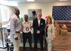 OBTT ERC Antoine Taylor,  Fayetteville DVOP Chester Barnett, North Carolina DVET Lane Dyer, and Serco TAP/OBTT instructor Vanessa Crespo prepare for the first Wounded Warrior Program OBTT sessions in their area. 