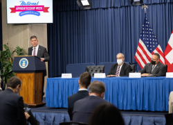 Secretary Marty Walsh speaks at the signing of an MOU with the Swiss president during National Apprenticeship Week 2021