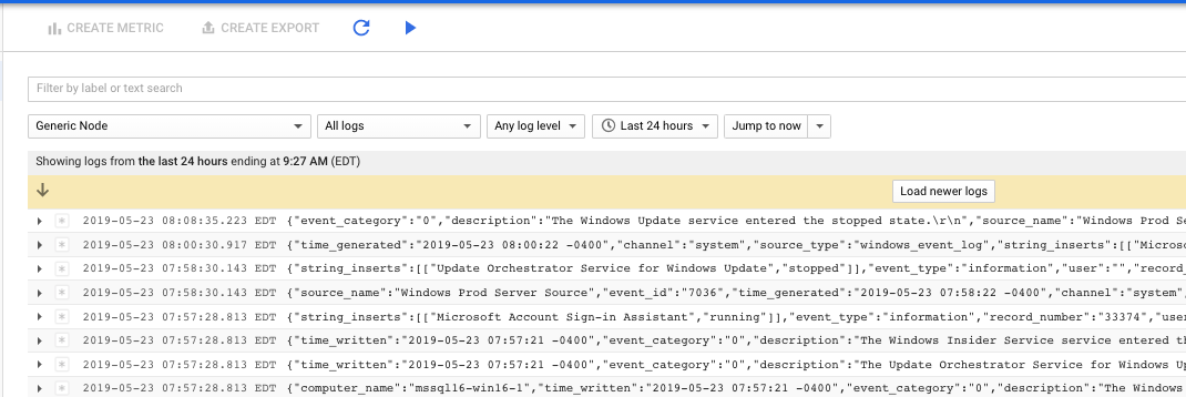 List of logs in Logging.