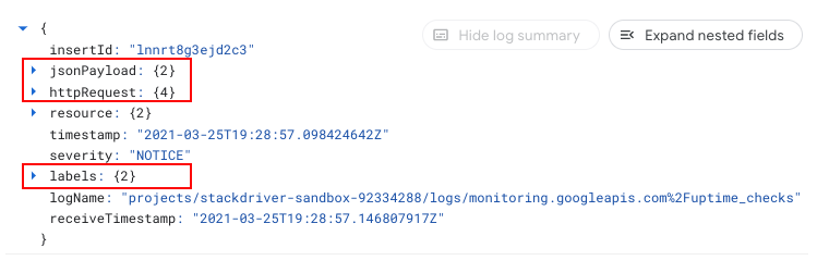 All log fields shown.