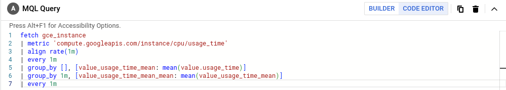 Editor shows the result of converting the form's values to MQL.