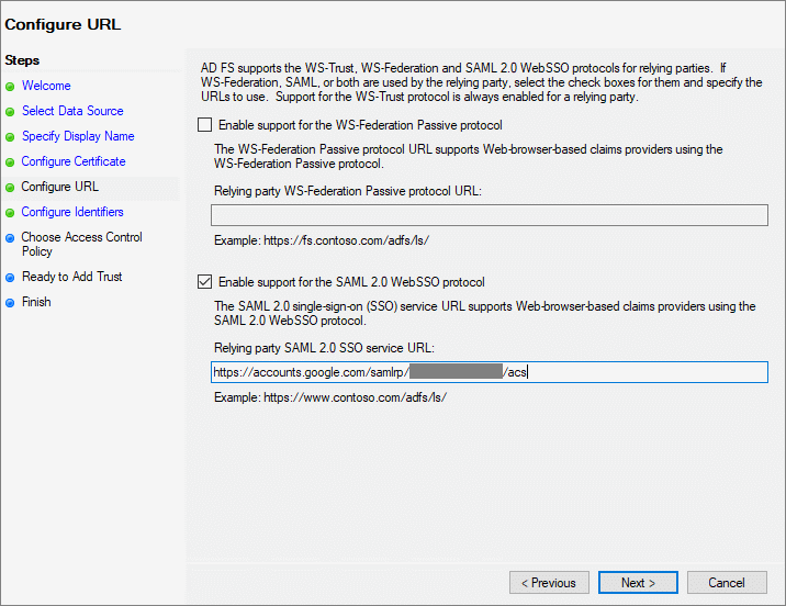 Enable support for the SAML 2.0 WebSSO protocol.