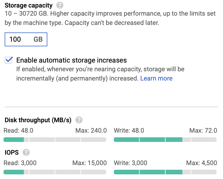 Storage capacity at 100 GB.