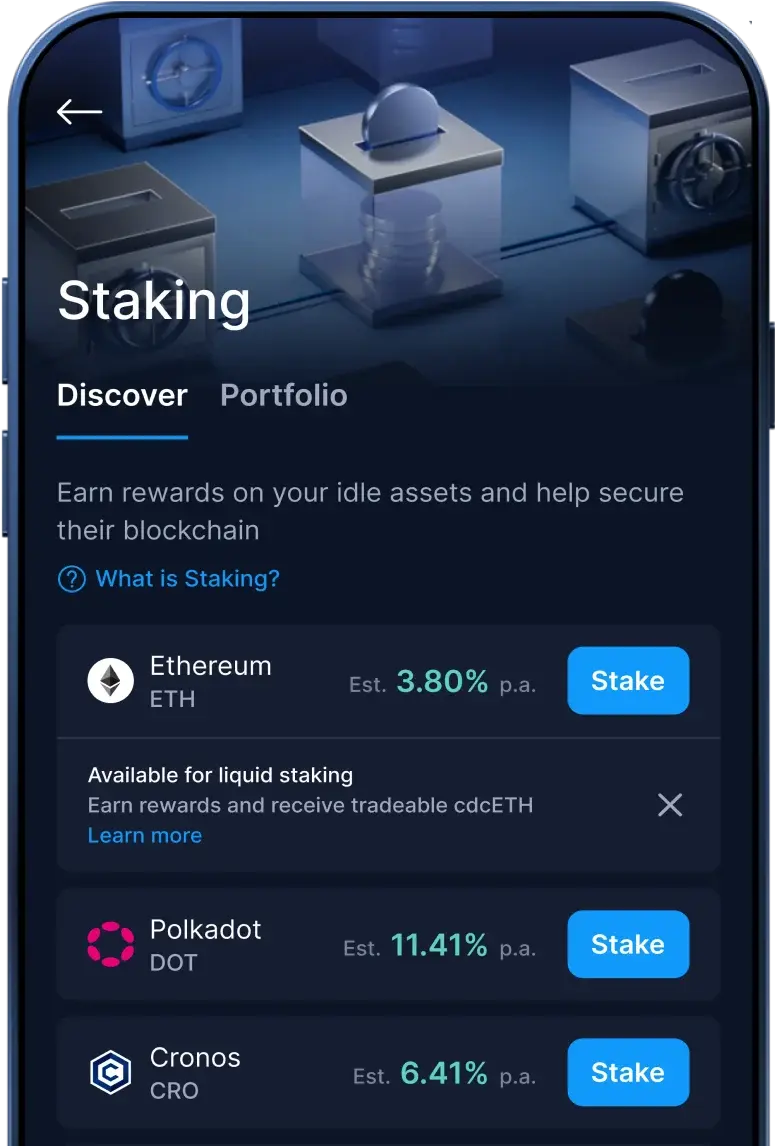 staking phone image with token available