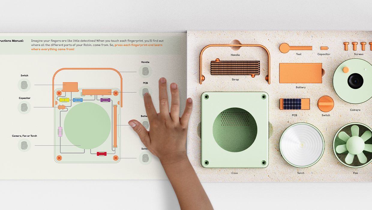 This is a production image of Robin, the work of one of the Recreate finalist teams. Robin is a modular kit for making products that even children can build.