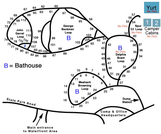 Map of Deep Creek Lake State Park Camping Loops