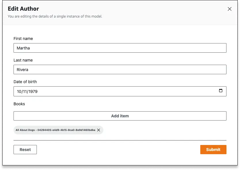 Edit record form being shown in Data management page