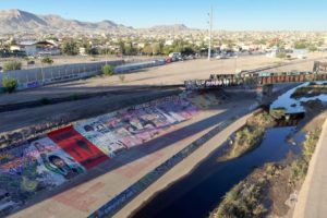 The Rio Grande viewed from the Good Neighbor International Bridge connecting El Paso and Ciudad Juarez, looking toward Mexico.