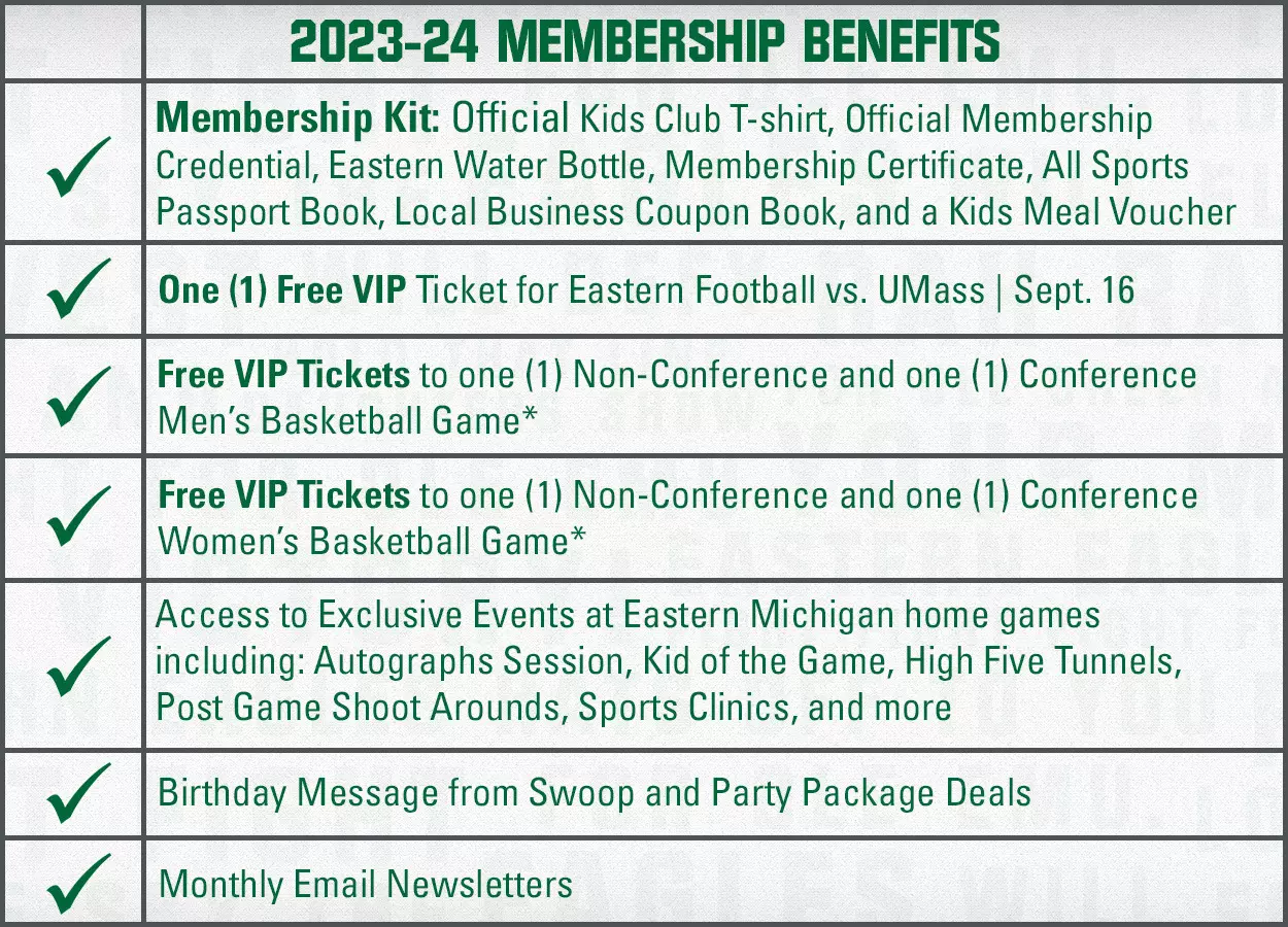 2023-24 Junior Eagles Kids Club Benefits