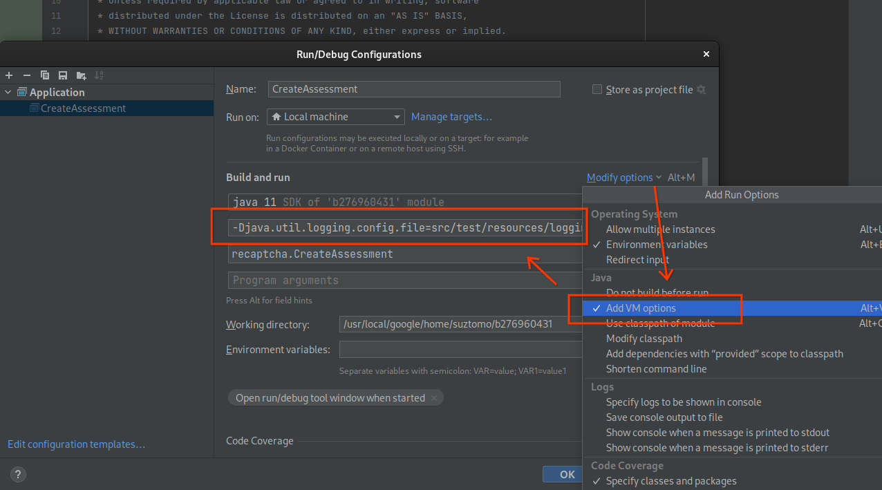 Screenshot of IntelliJ configuration