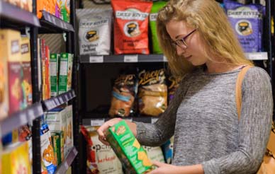 Girl shopping in campus market