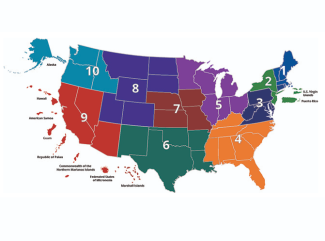 Map of States and Territories with OASH Region numbers