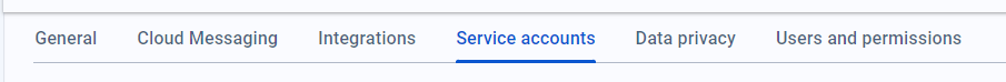 screenshot of service accounts