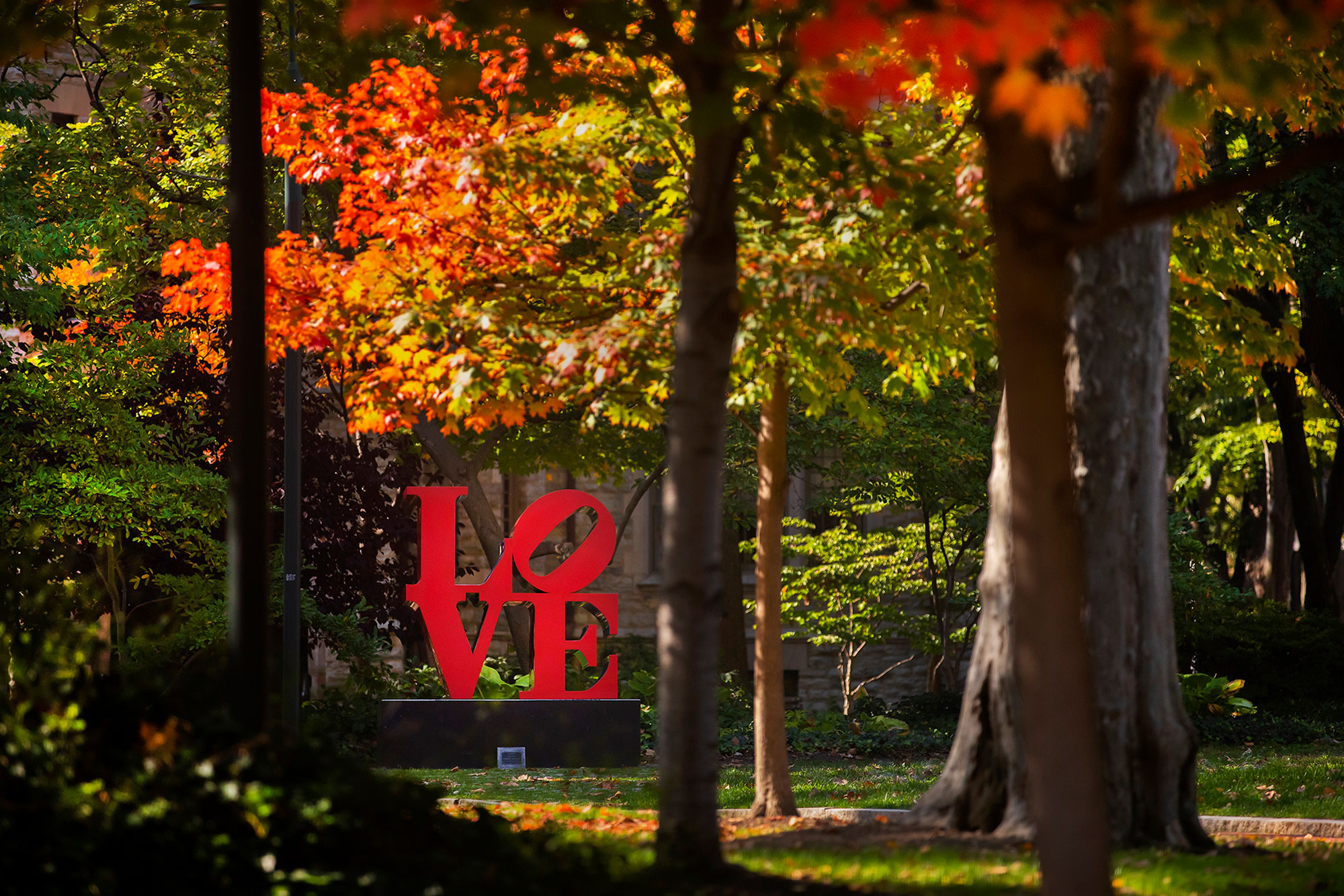 LOVE statue on campus.