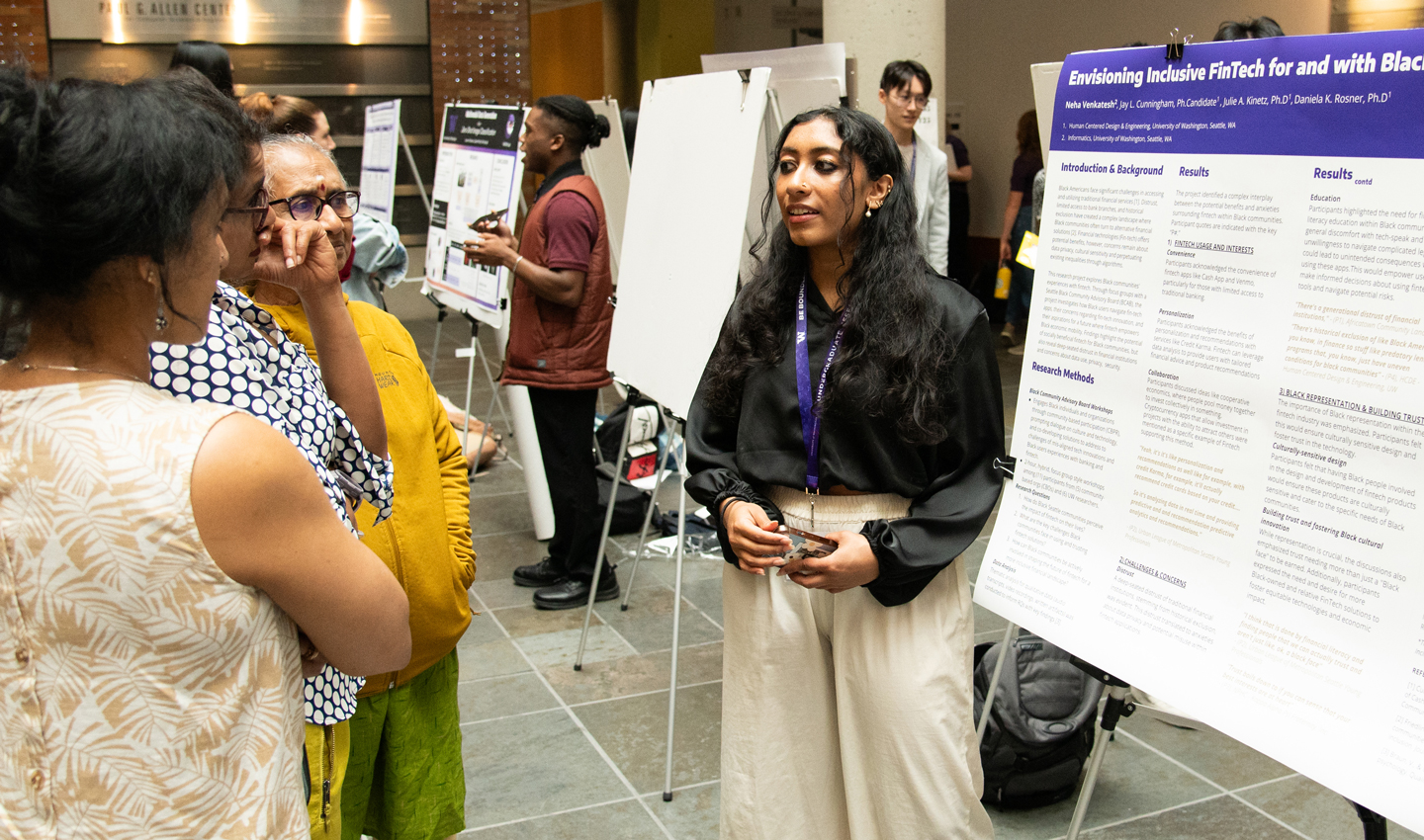 Neha Venkatesh presents a poster titled “Co-Designing FinTech for Black Communities”