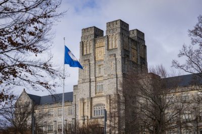 Photo of Burruss Hall at Virginia Tech. Photo by Luke Hayes.