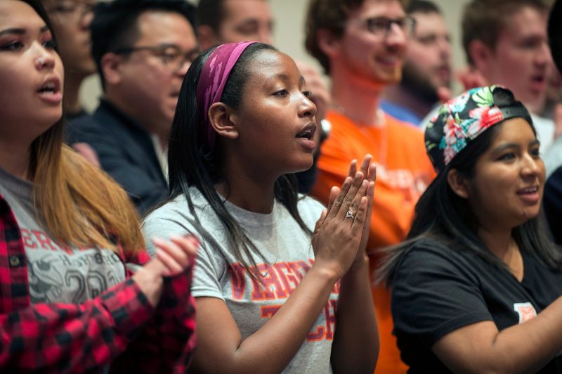 Virginia Tech Chamber Singers rehearse in advance of a performance at Carnegie Hall.