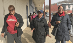 Deborah Nix, left, leads a walking group that started out NIH study on physical activity. 