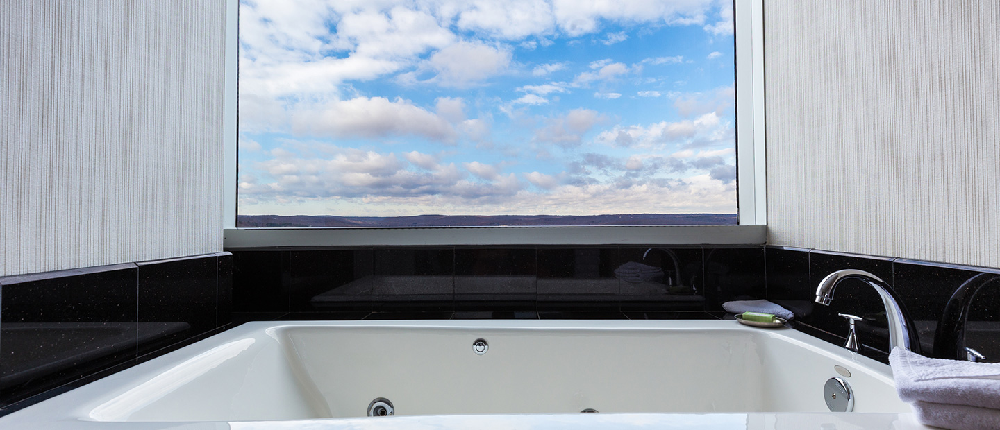 View From Sky Tower Bathroom with Jacuzzi Tub