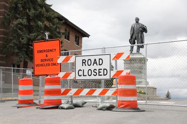 construction signs on campus