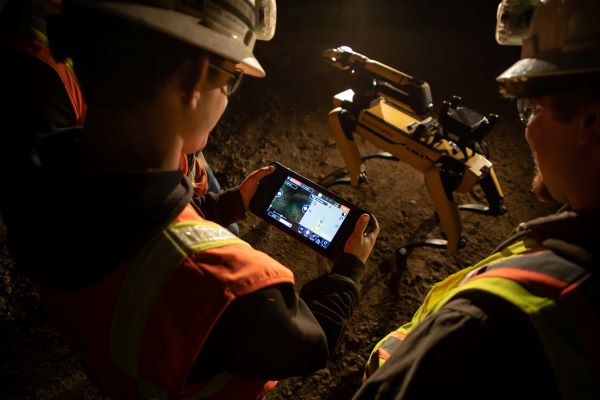 !Students work with a drone in the Underground Mine Education Center