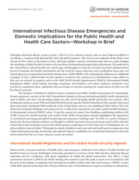 International Infectious Disease Emergencies and Domestic Implications for the Public Health and Health Care Sectors: Workshop in Brief