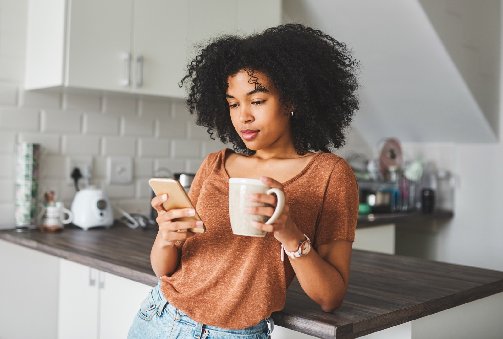 Woman Reviewing Phone