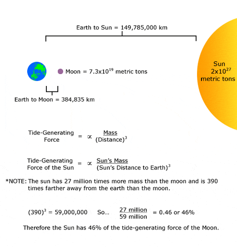 Diagram of distances between Earth, Sun and Moon