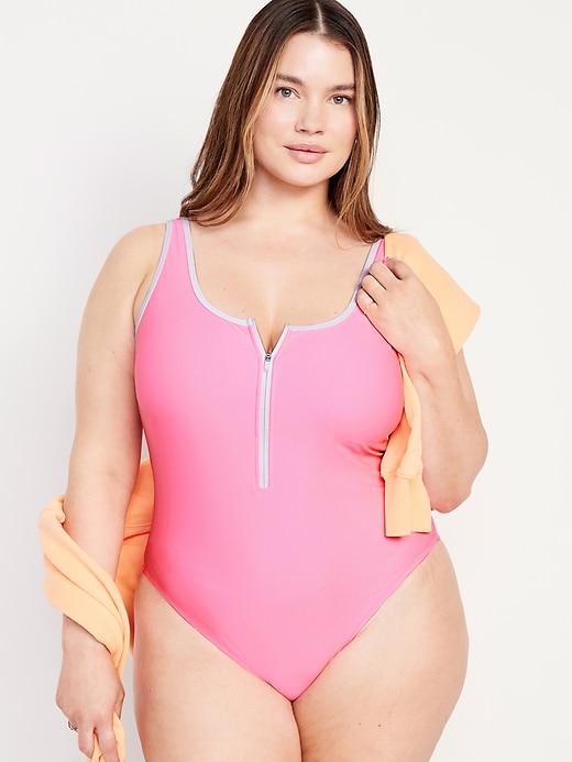 Image number 7 showing, Half Zip One-Piece Swimsuit