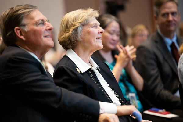 Suzanne McGraw smiling as an audience member.