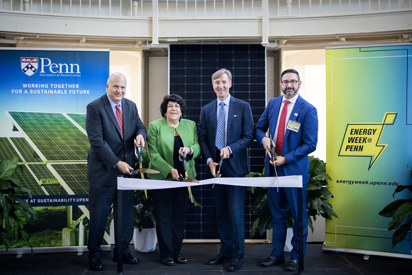 interim president larry jameson at solar panel ribbon cutting