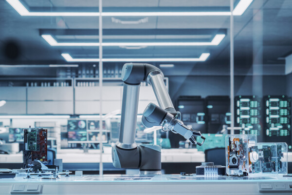 A robotic arm in a lab.