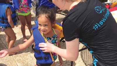 Child playing in the water