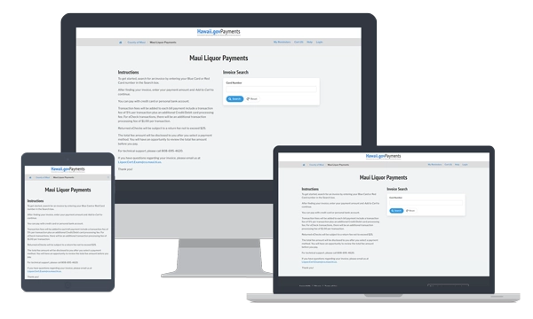 devices showing Liquor Payments: County of Maui