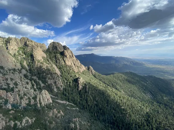 View from Sandia Peak around noon on a slightly overcast day.