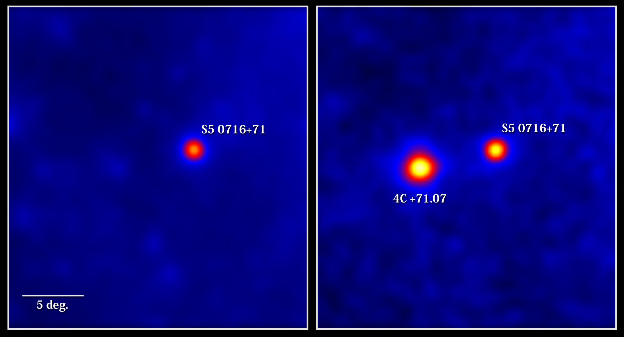 Gamma ray outburst image taken by the Fermi Gamma-ray Space Telescope which was placed in orbit around Earth in June 2008.