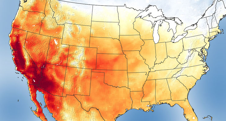 heat map of USA (lots of orange and red)